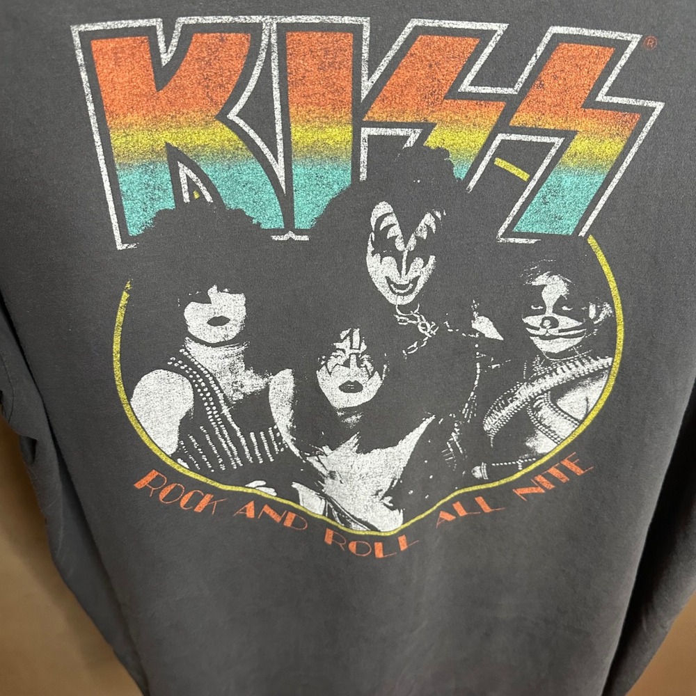 KISS Graphic T-Shirt Mens 3XL Grey Good Rock and Roll All Nite Band Tee